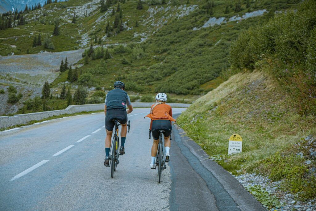 Two cyclists on gravel road
